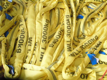 Yellow 3T Polyester Lifting Sling Crane Lifting Straps For Cargo / Crane